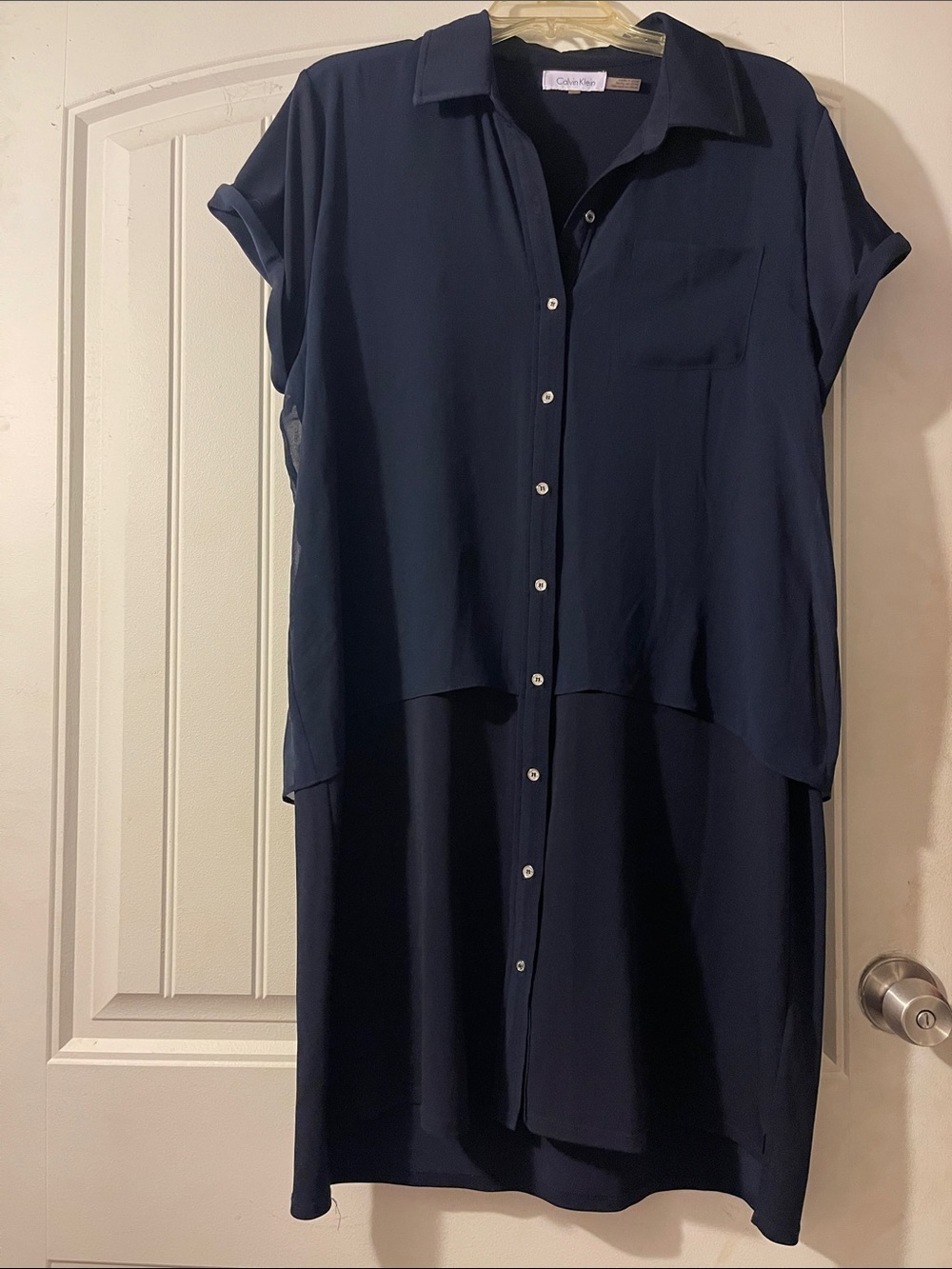 Calvin Klein Navy High-Low Button Front Dress - Picture 1 of 4